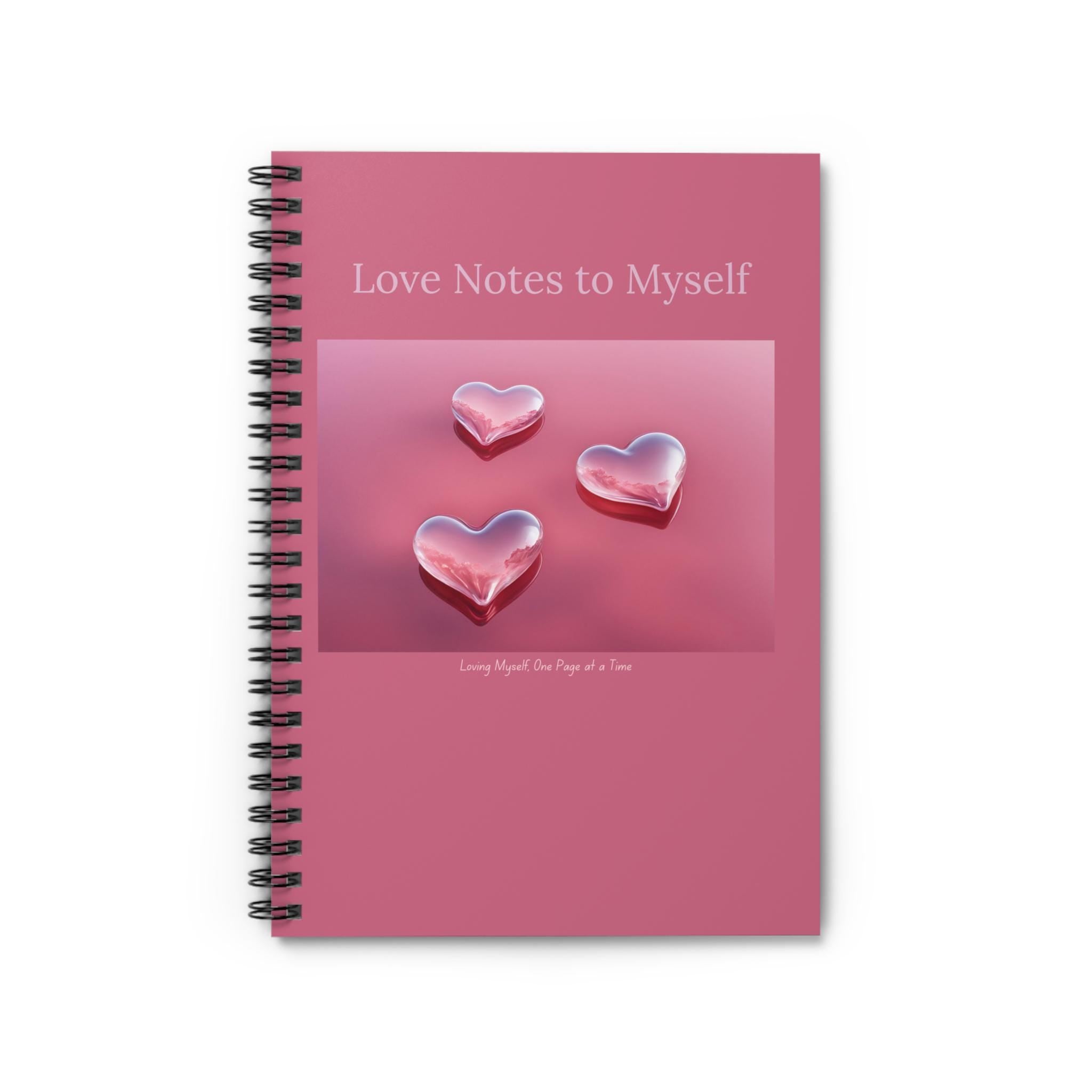Love Notes to Myself Spiral Notebook | Pink Hearts Journal, Ruled Lined