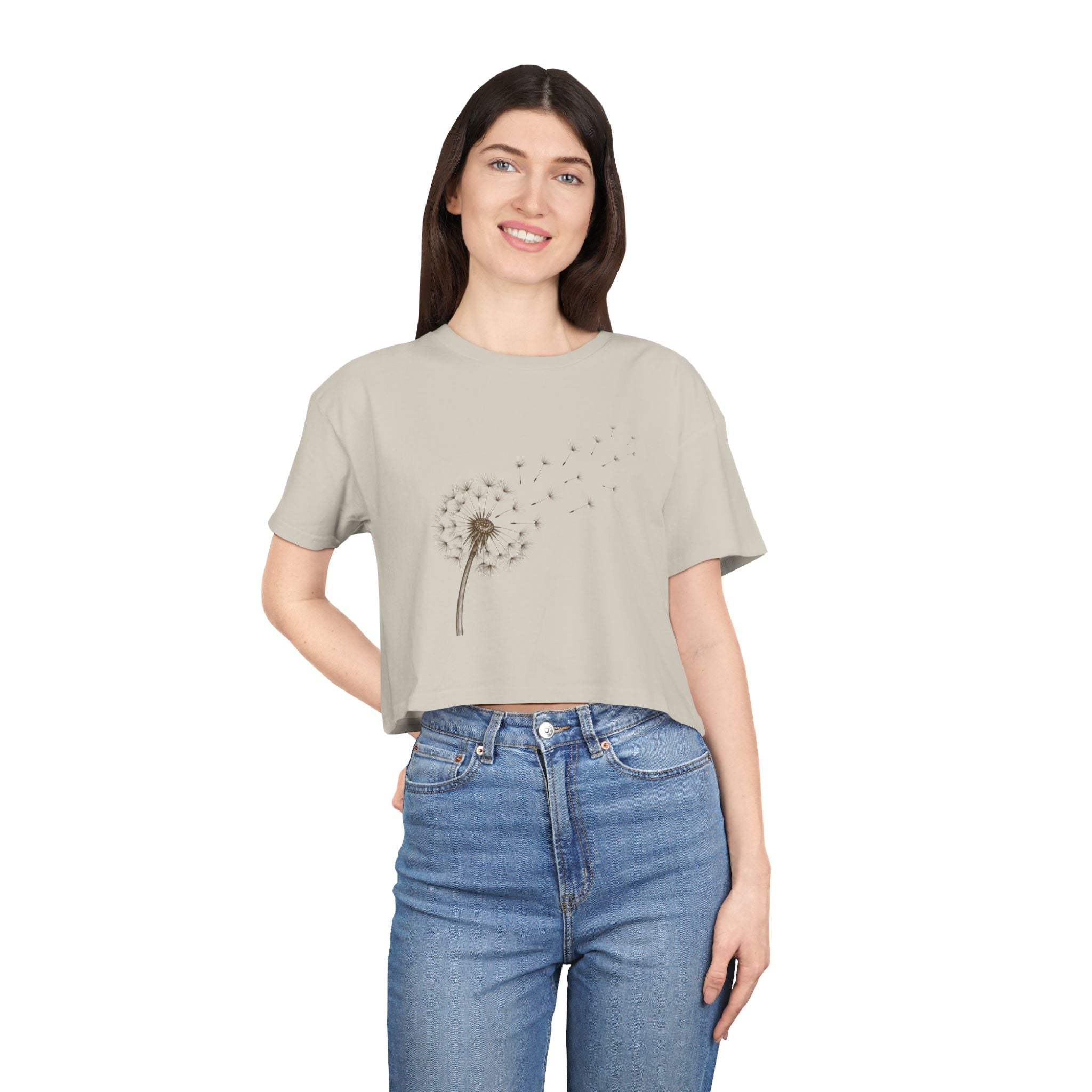 Dandelion Puff Crop Tee | Simple Botanical Illustration
