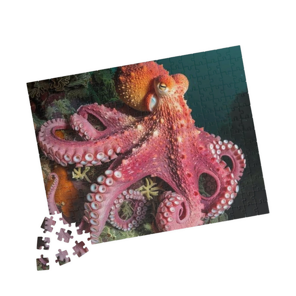 Pink Octopus Puzzle,  252-1014 Piece, Ocean Sea Life Jigsaw, Sea Life Puzzle, Octopus Lovers Gift