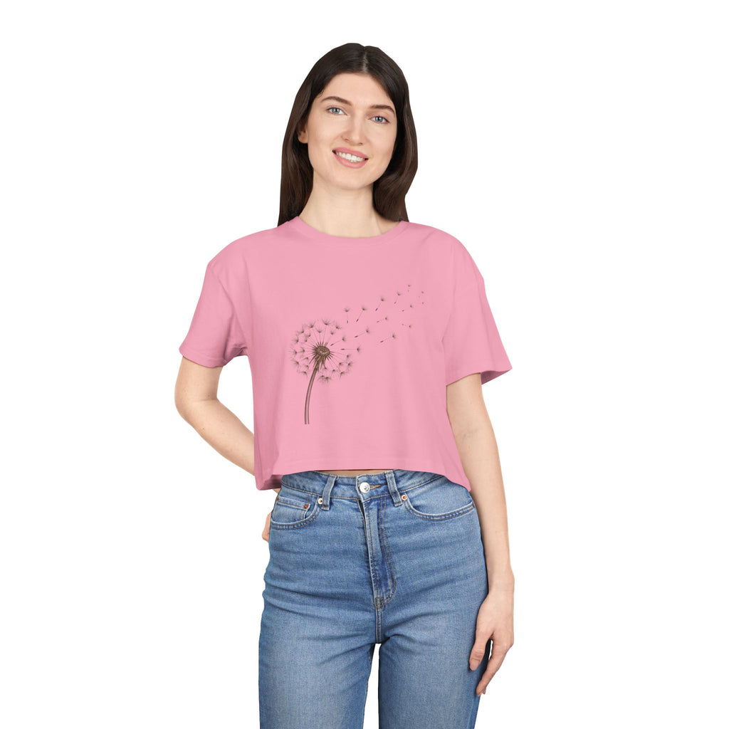 Dandelion Puff Crop Tee | Simple Botanical Illustration