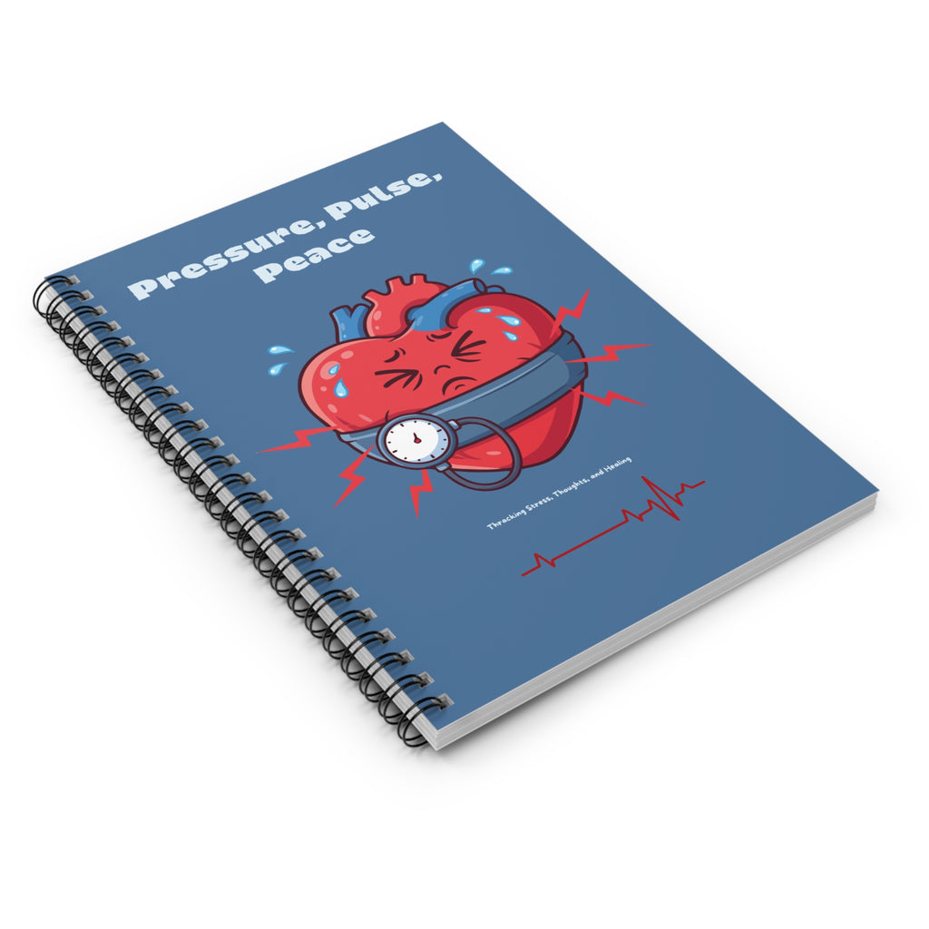 Pressure Pulse Peace Notebook | Spiral Ruled Journal, Heart Illustration