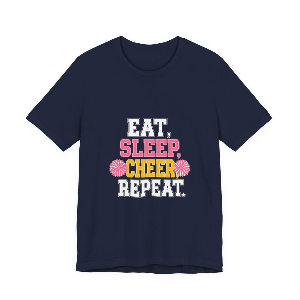 Cheerleading T-Shirt, Eat Sleep Cheer Repeat T-Shirt, Pom Pom Design, Cheerleader Gift