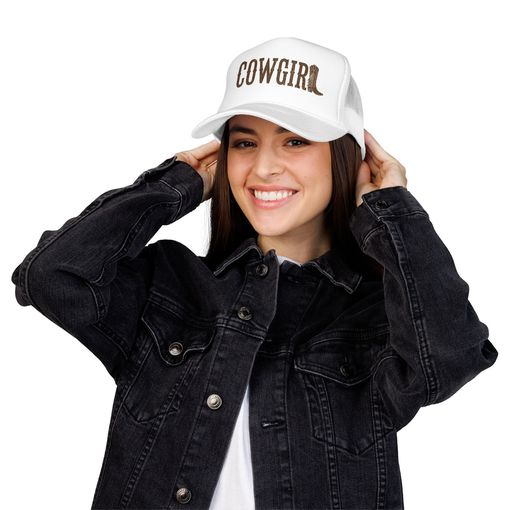 Cowgirl boot lettering Foam Trucker Hat | Western cowgirl cap