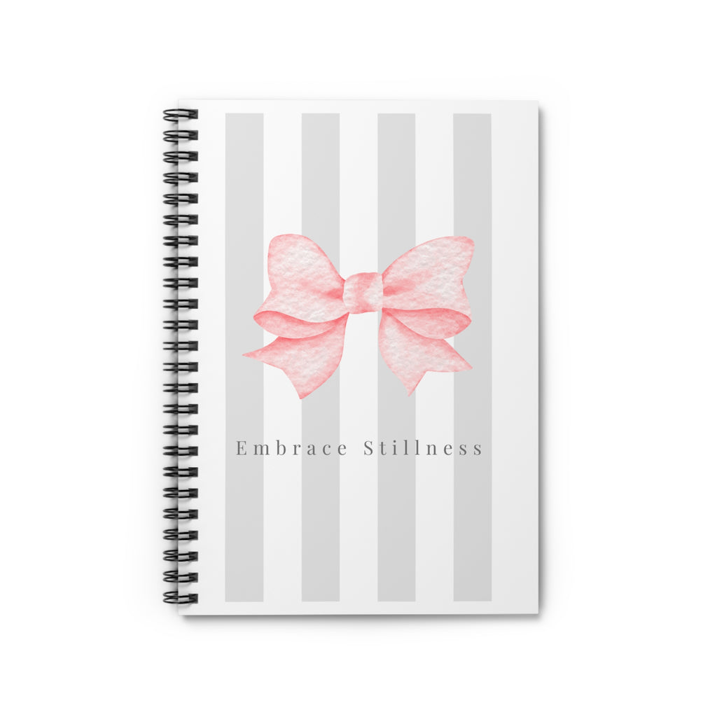 Pink Bow Embrace Stillness Notebook | Spiral Ruled