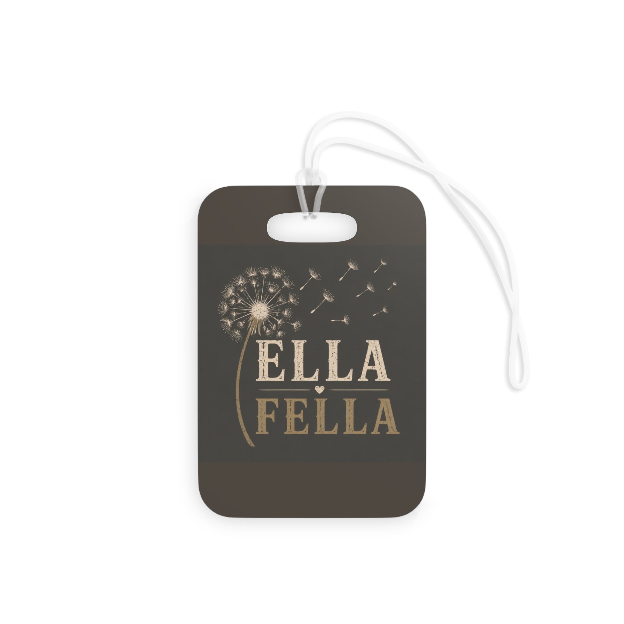 Dandelion Monogram, Luggage Tag, Ella Fella Name Travel ID Tag, Unique Travel Tag, Travel Gear, Suitcase Tag
