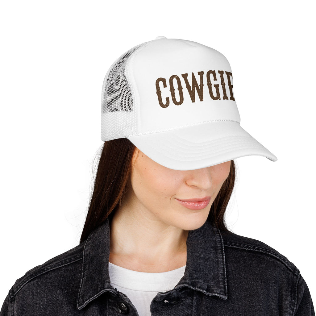 Cowgirl boot lettering Foam Trucker Hat | Western cowgirl cap