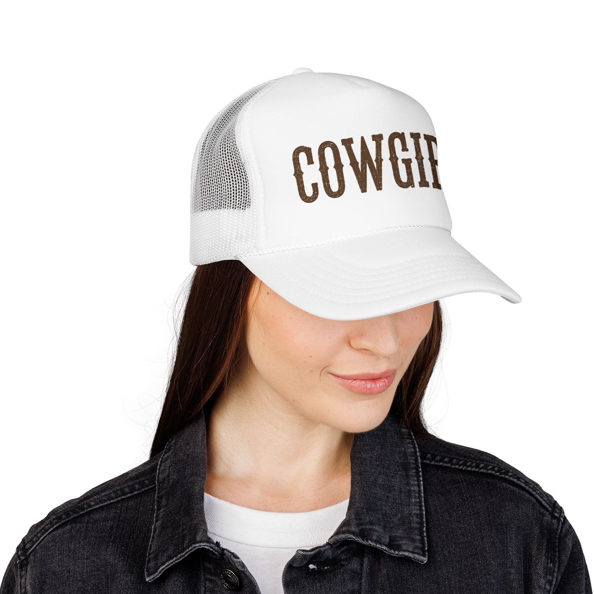 Cowgirl boot lettering Foam Trucker Hat | Western cowgirl cap