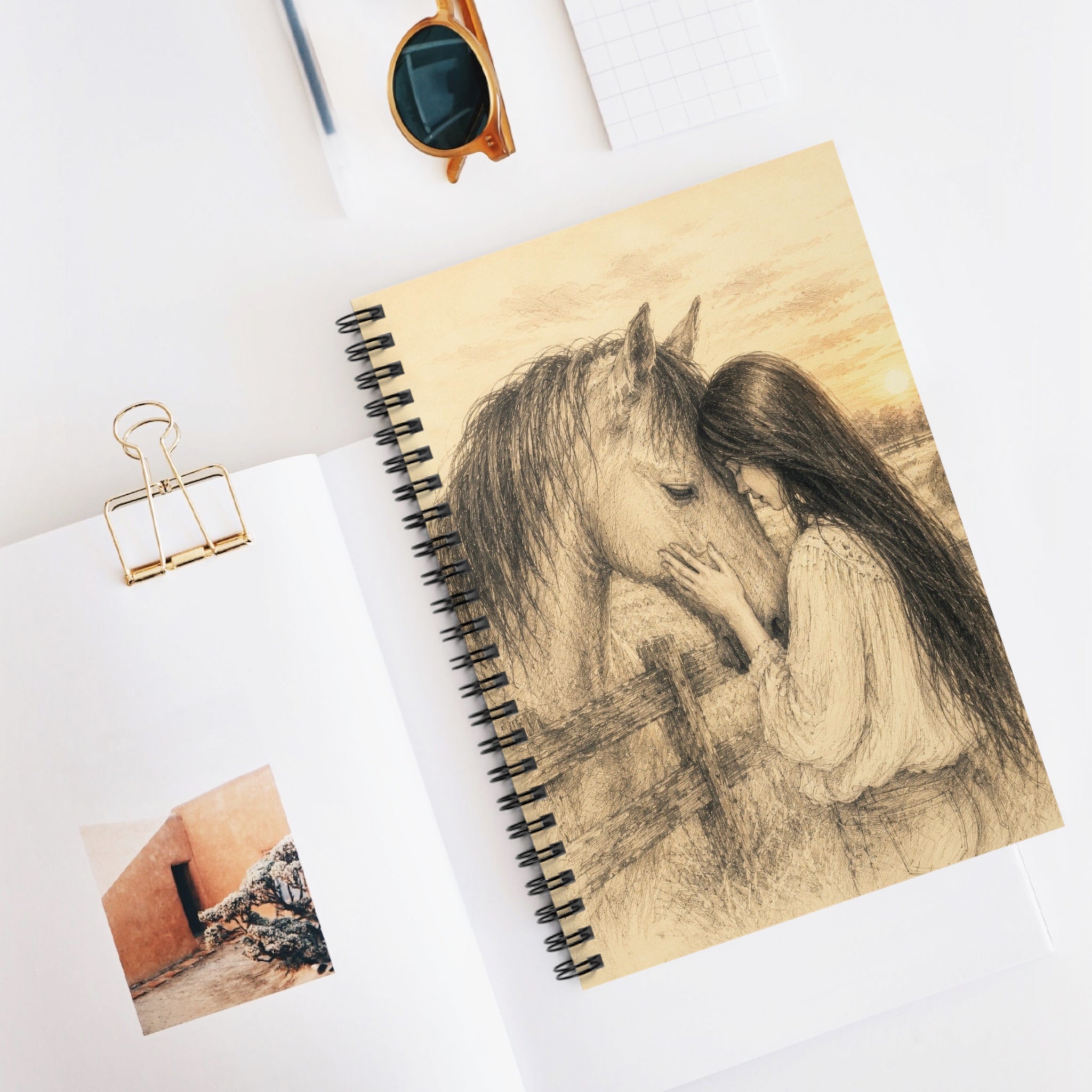 Horse & Girl Sketch Spiral Notebook,  Ruled Journal for Equestrian Lovers, Horse Lovers, Cowgirl Journal