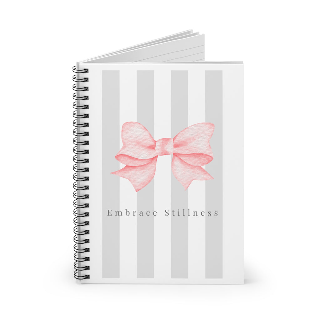 Pink Bow Embrace Stillness Notebook | Spiral Ruled