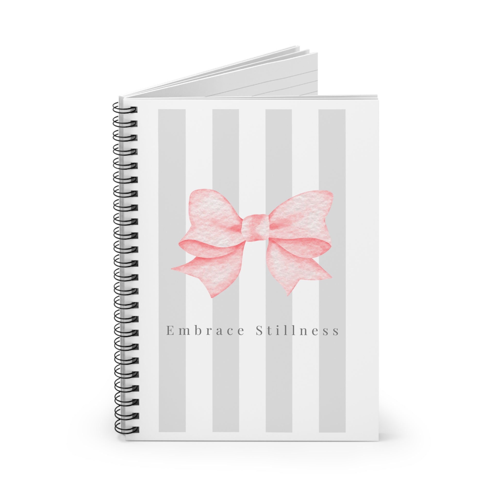Pink Bow Embrace Stillness Notebook | Spiral Ruled