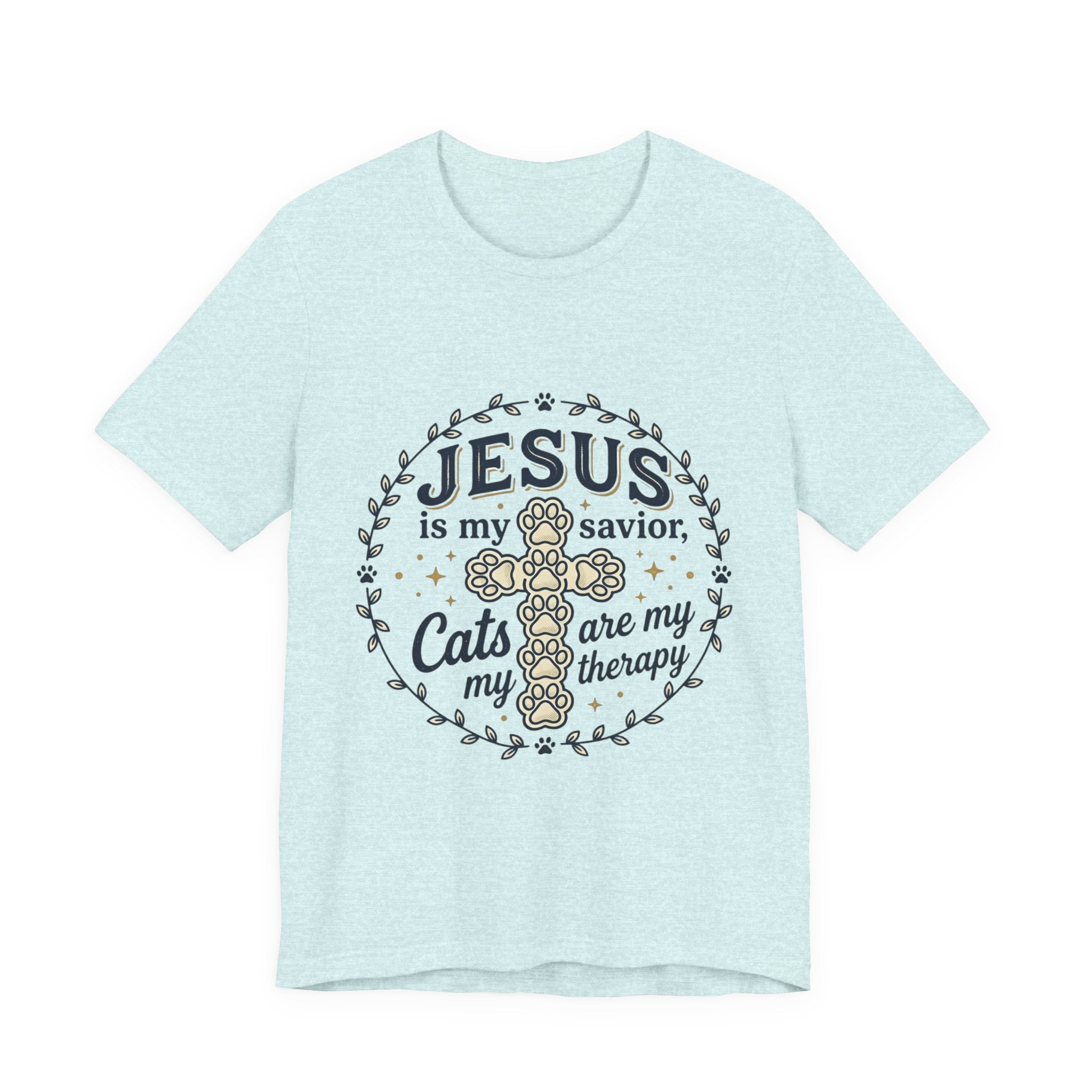 Jesus is my Savior Cats are my Therapy T-Shirt | Faith Cat Tee