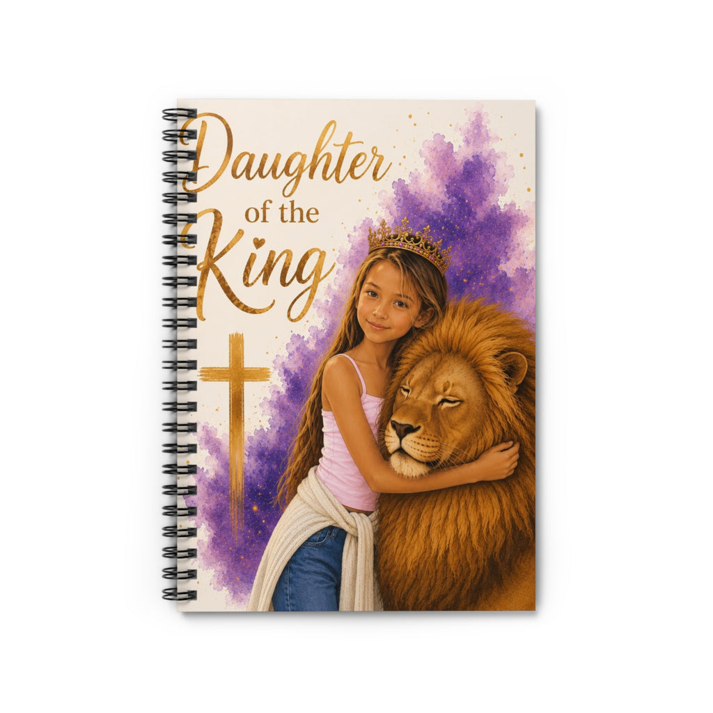 Daughter of the King Spiral Notebook,  Christian Journal with Lion & Crown Design, Christian Journal for Daughter, Faith Child Notebook