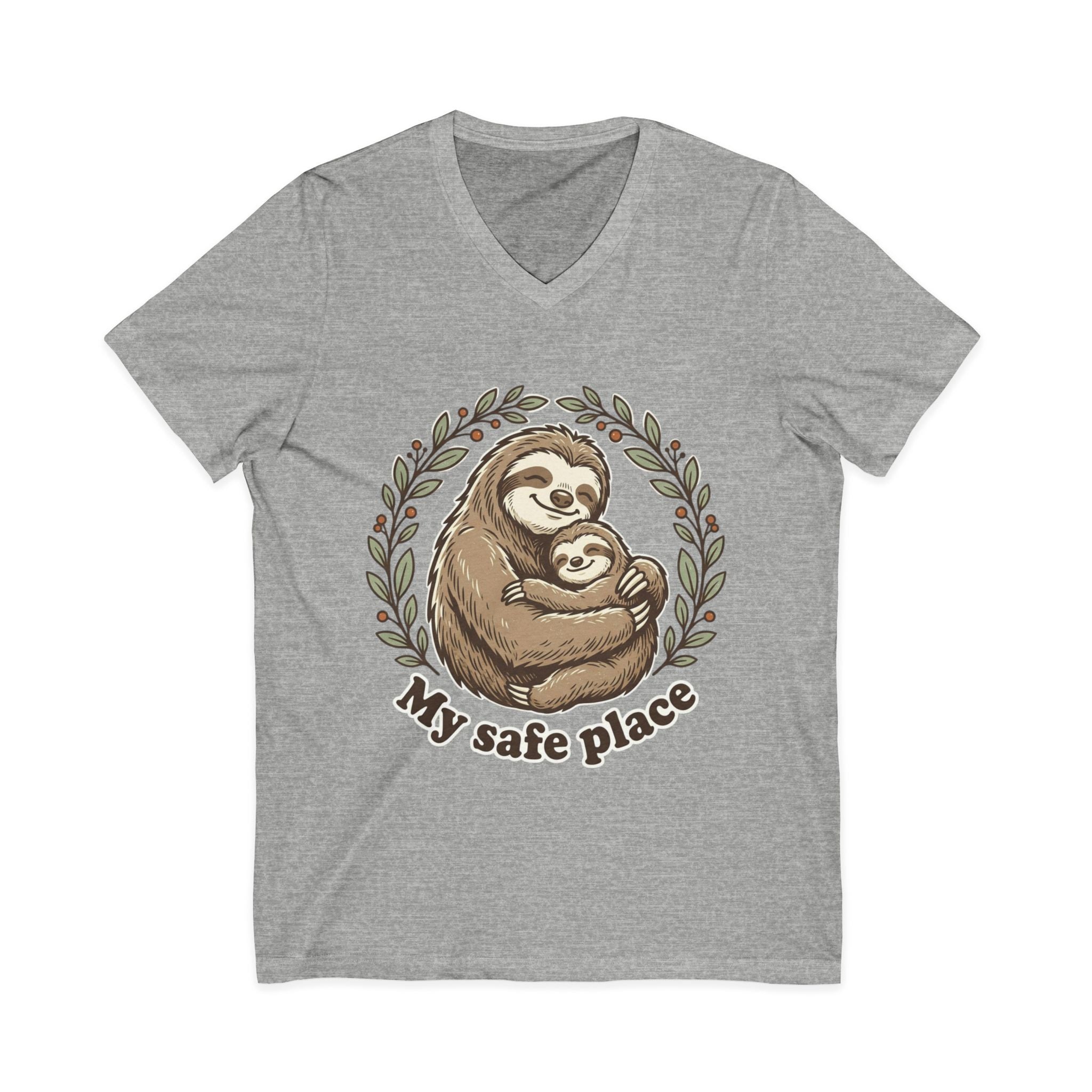 Mama Sloth Hugging Baby My Safe Place Tee | Sloth Family Animal Illustration