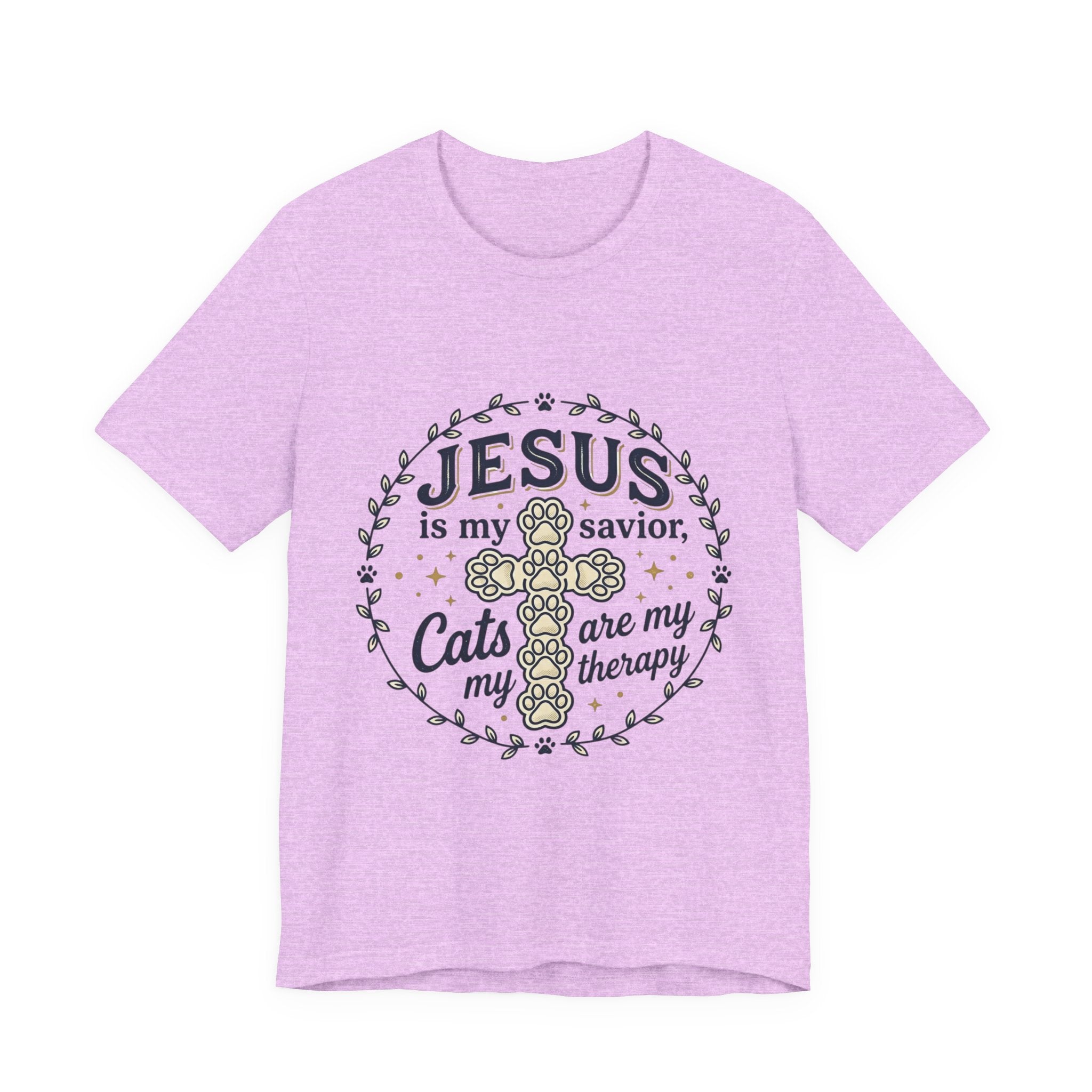 Jesus is my Savior Cats are my Therapy T-Shirt | Faith Cat Tee