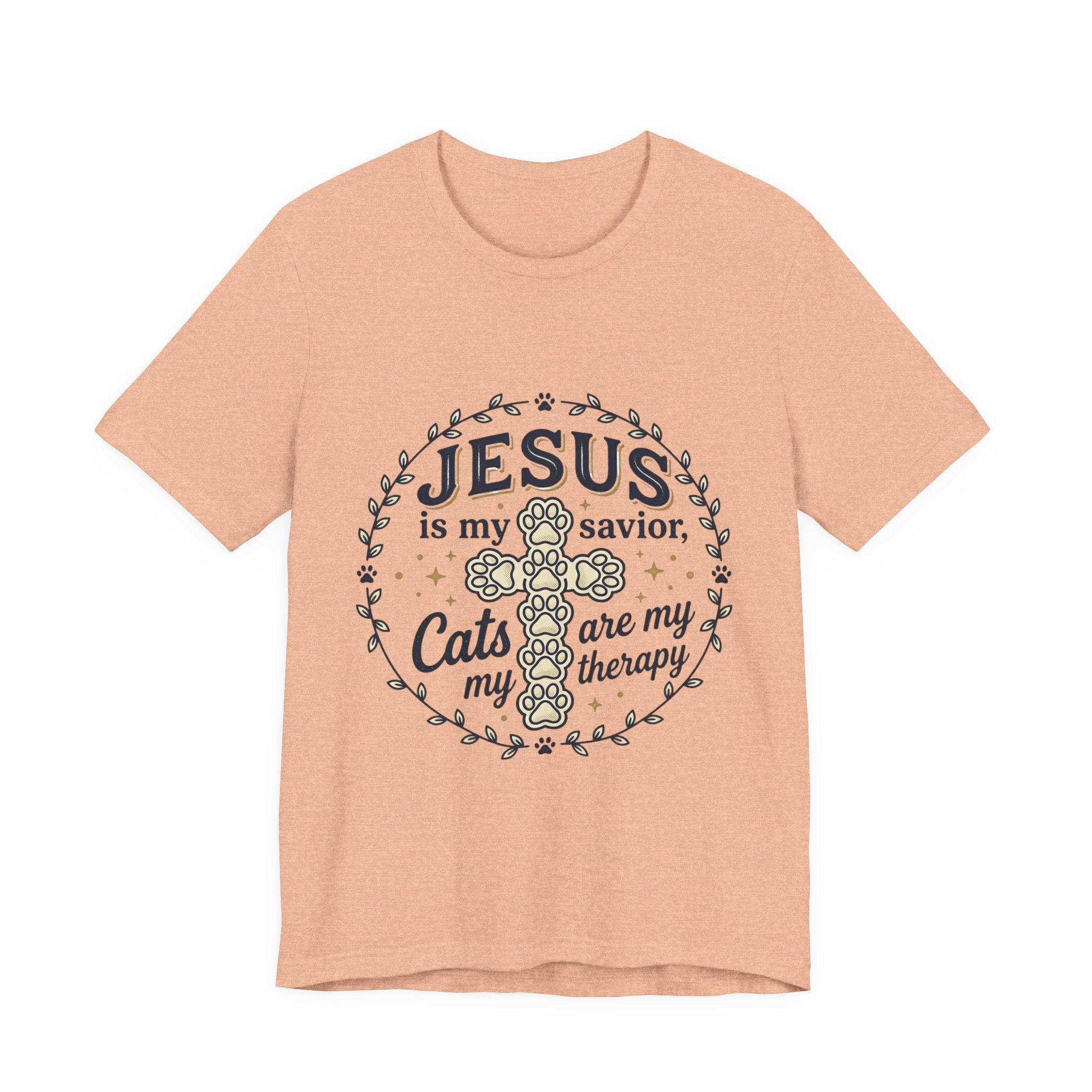 Jesus is my Savior Cats are my Therapy T-Shirt | Faith Cat Tee