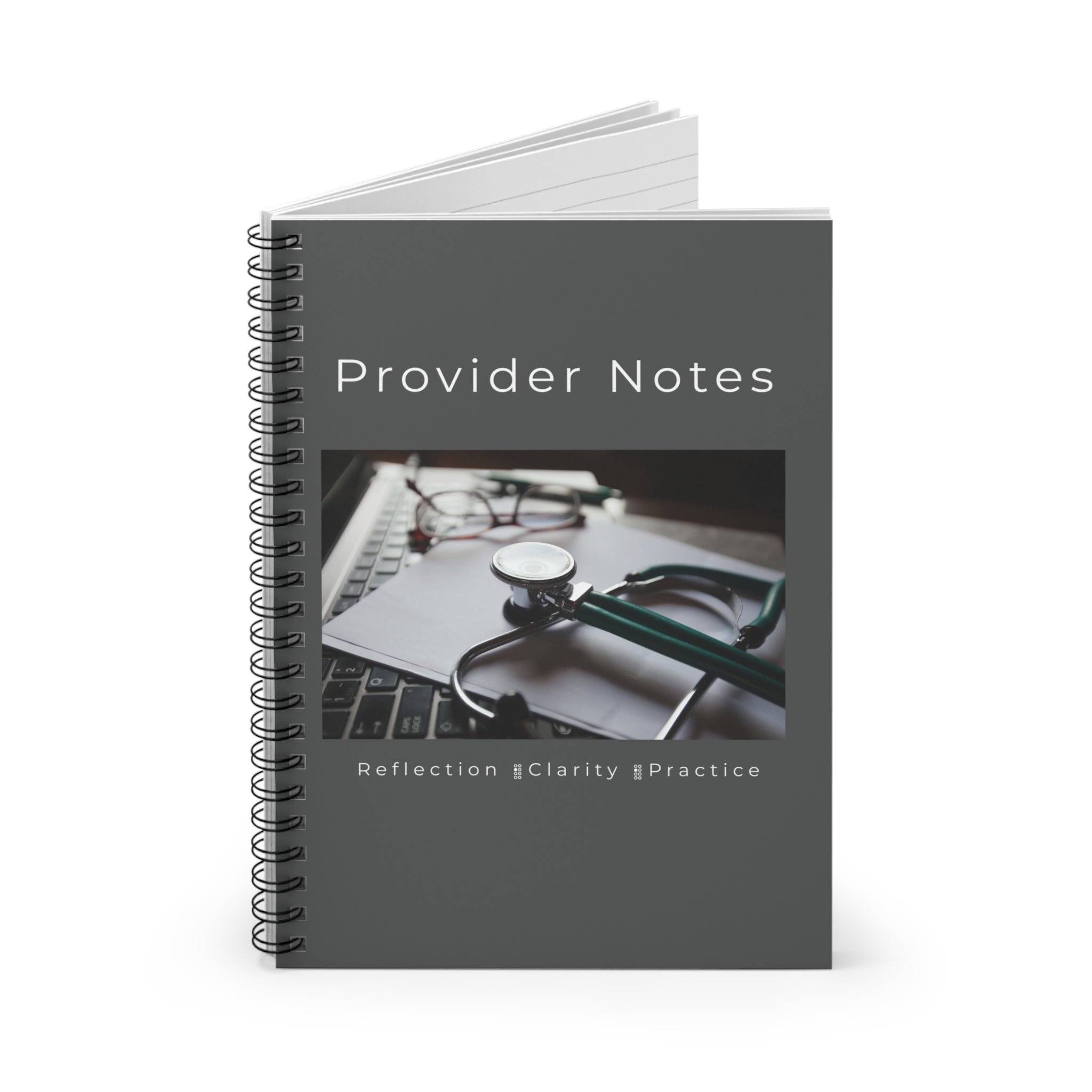Provider Notes Spiral Notebook | Medical Stethoscope Desk Photo, Ruled Journal