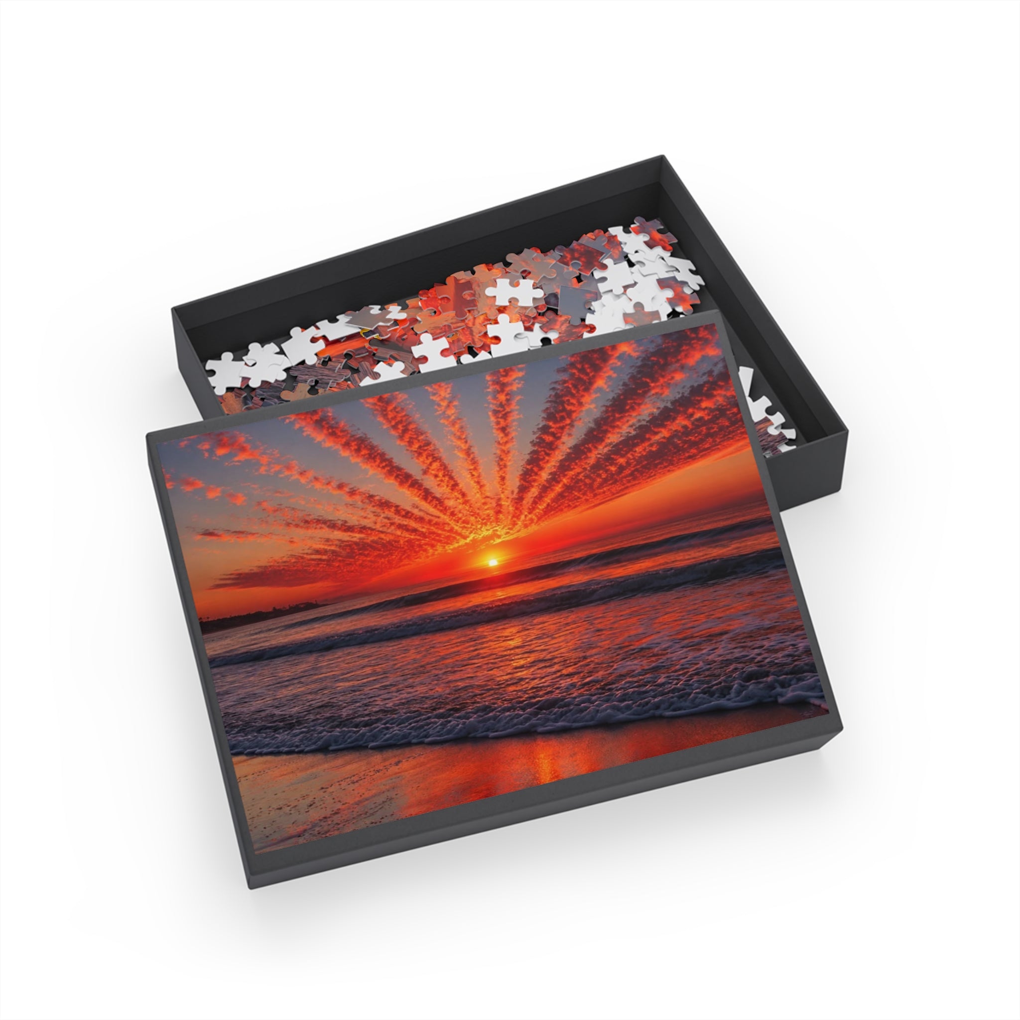 Sunrise Radiance Puzzle, Beach Sunset Ocean Waves Jigsaw Puzzle, Sunrise Gifts, Puzzle Lovers Gift