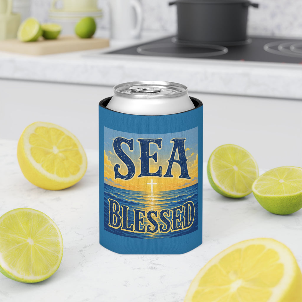 Sea Blessed Can Cooler — Coastal Faith Beverage Insulator
