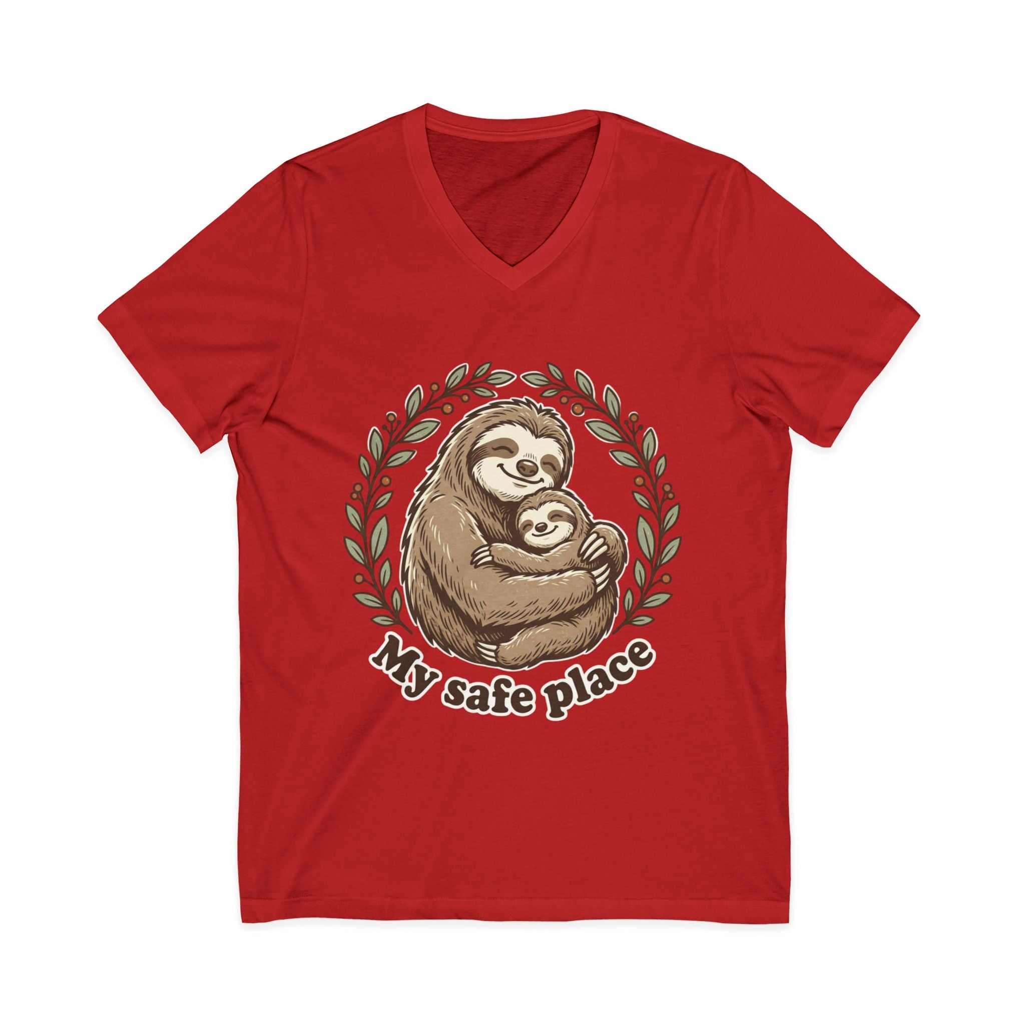Mama Sloth Hugging Baby My Safe Place Tee | Sloth Family Animal Illustration