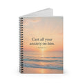Cast All Your Anxiety on Him Spiral Journal, Christian Prayer Journal, Beach Bible Verse Notebook, 1 Peter 5:7