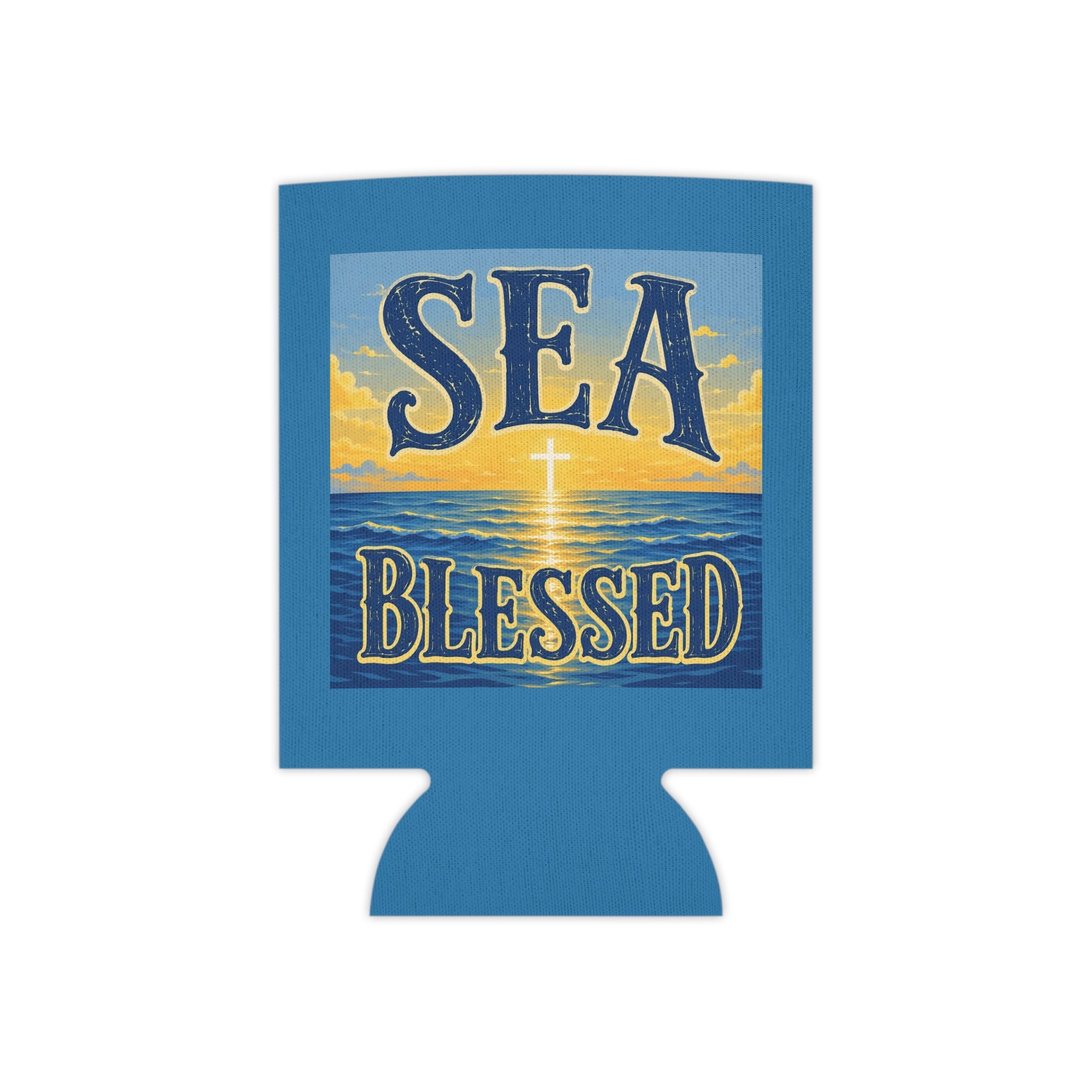Sea Blessed Can Cooler — Coastal Faith Beverage Insulator