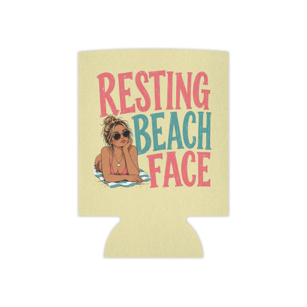 Can Cooler - "Resting Beach Face" Summer Drink Koozie