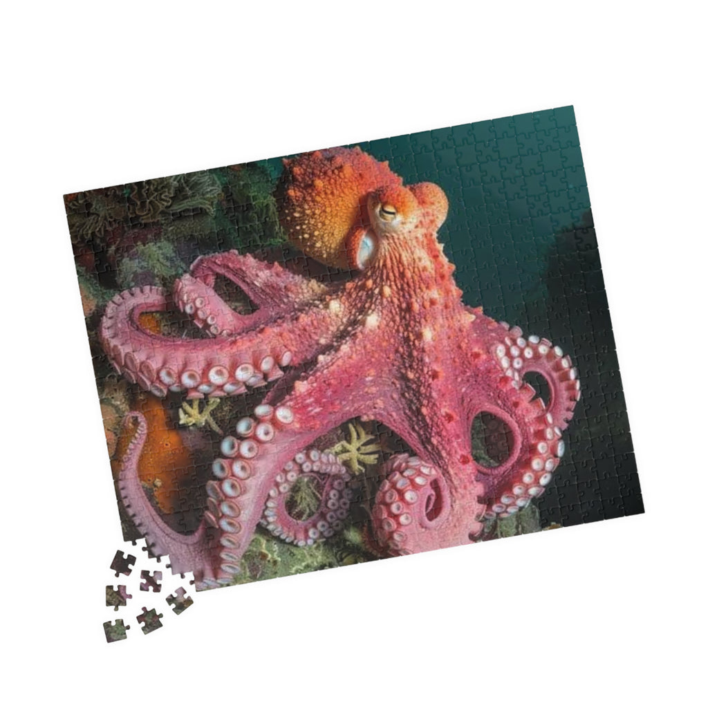 Pink Octopus Puzzle,  252-1014 Piece, Ocean Sea Life Jigsaw, Sea Life Puzzle, Octopus Lovers Gift