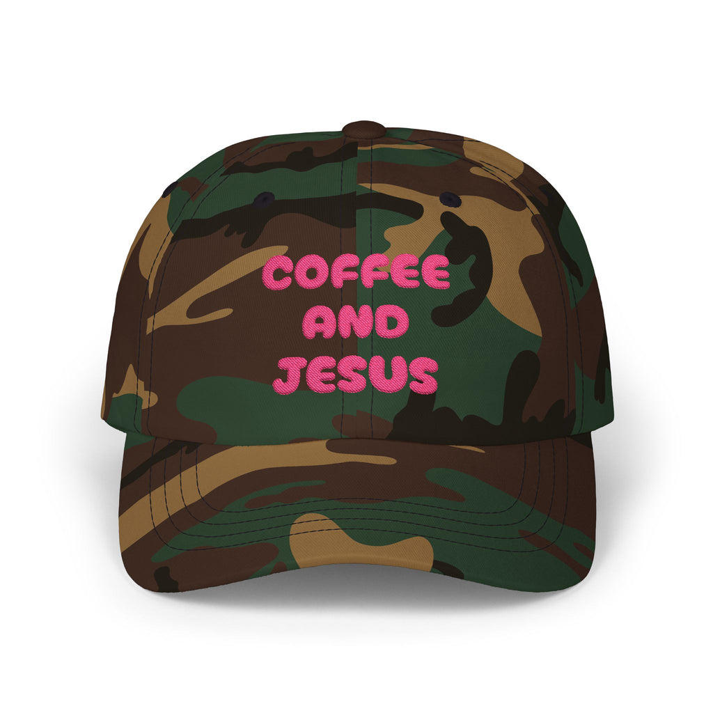 Coffee and Jesus Dad Cap | Christian Hat, Embroidered Script