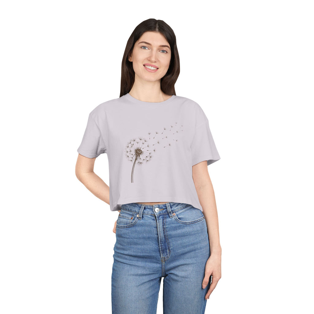 Dandelion Puff Crop Tee | Simple Botanical Illustration