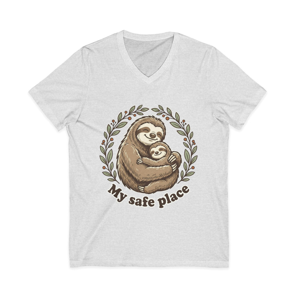 Mama Sloth Hugging Baby My Safe Place Tee | Sloth Family Animal Illustration