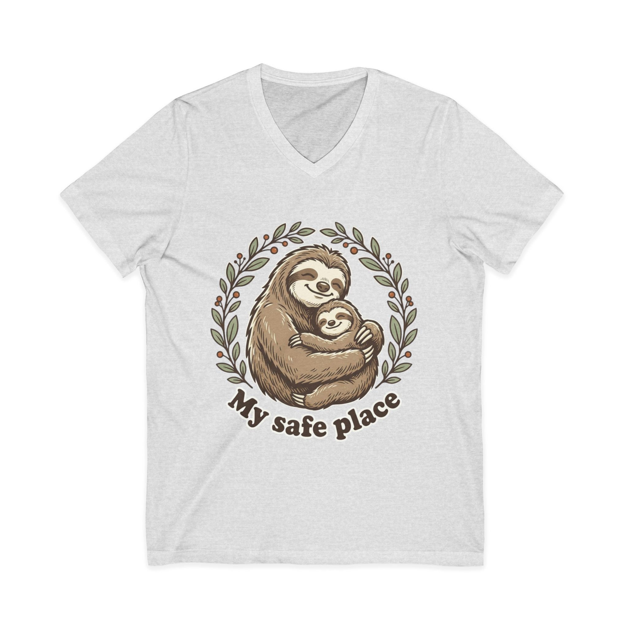 Mama Sloth Hugging Baby My Safe Place Tee | Sloth Family Animal Illustration
