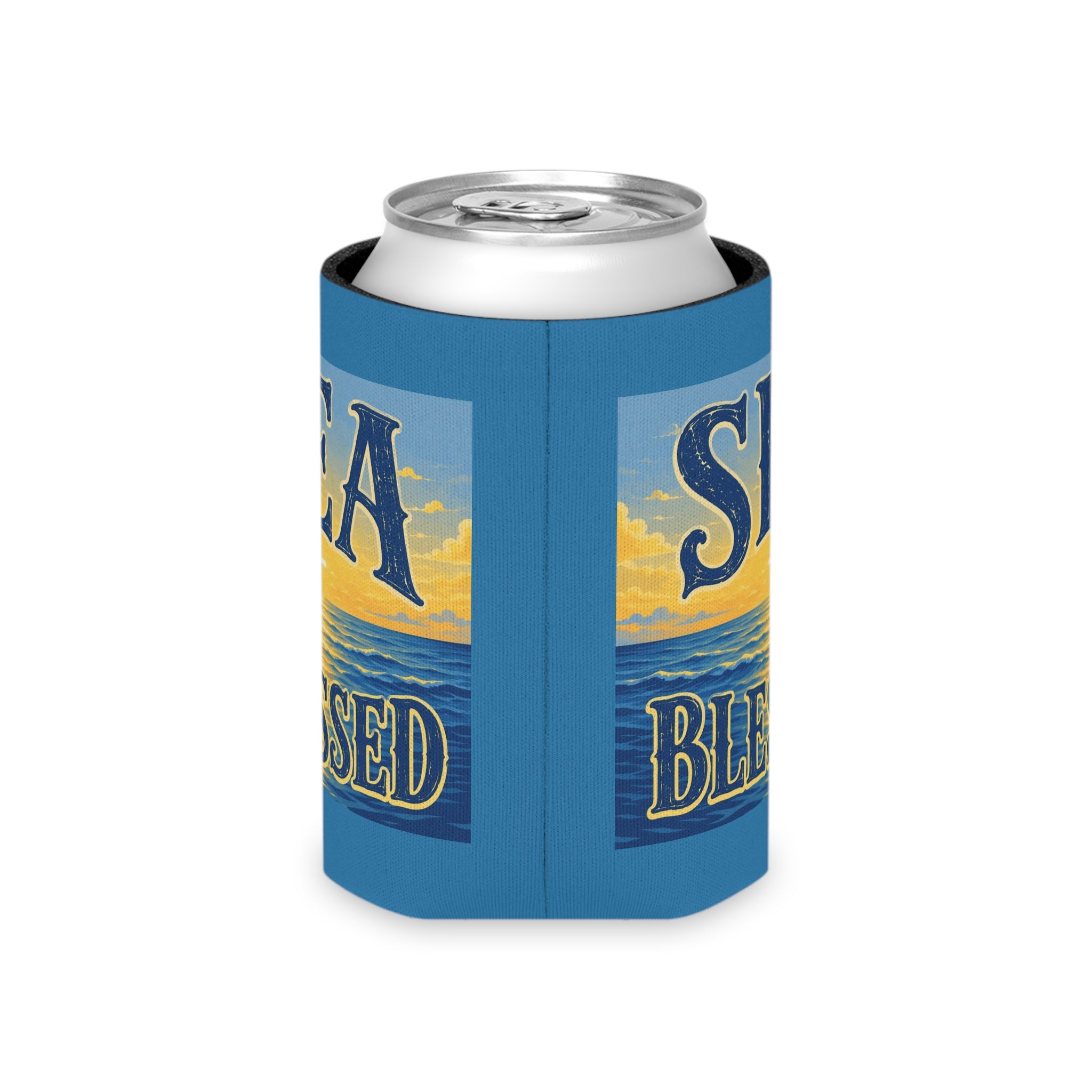 Sea Blessed Can Cooler — Coastal Faith Beverage Insulator