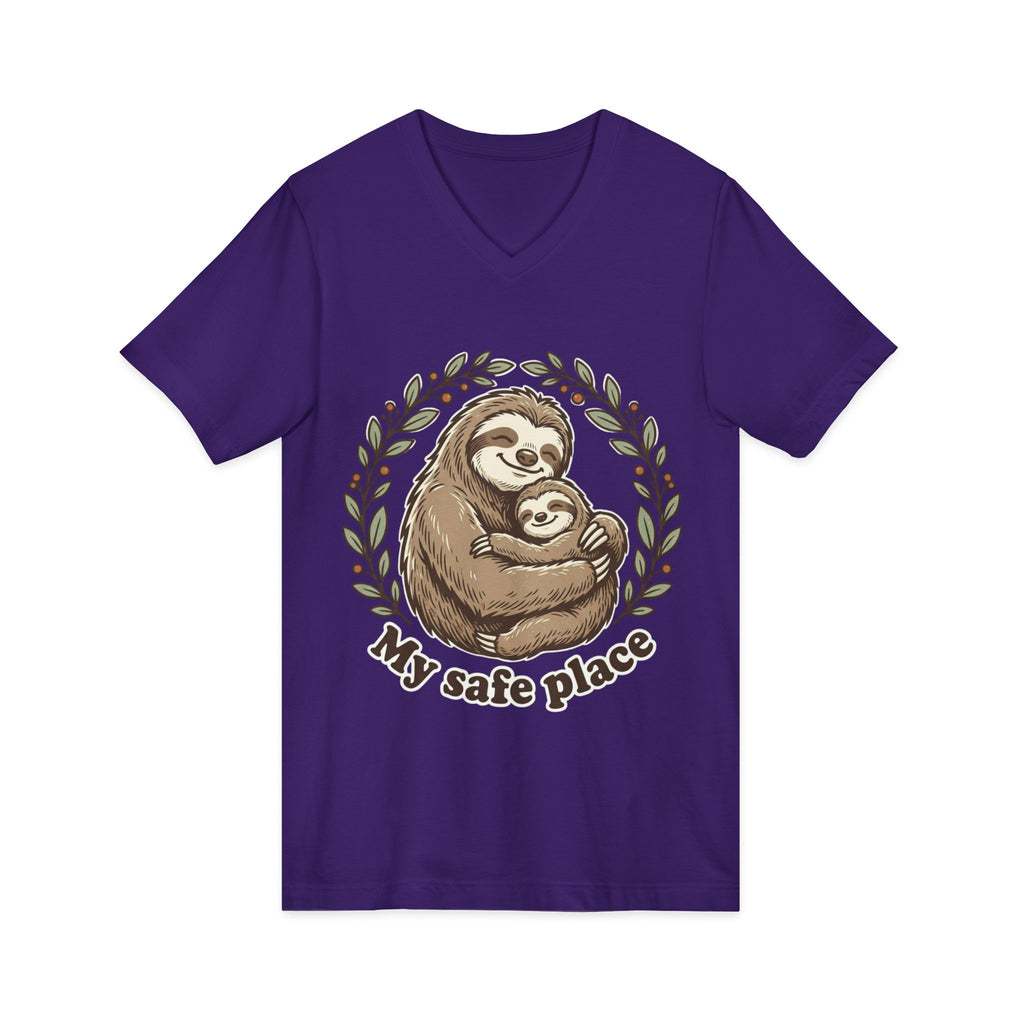 Mama Sloth Hugging Baby My Safe Place Tee | Sloth Family Animal Illustration