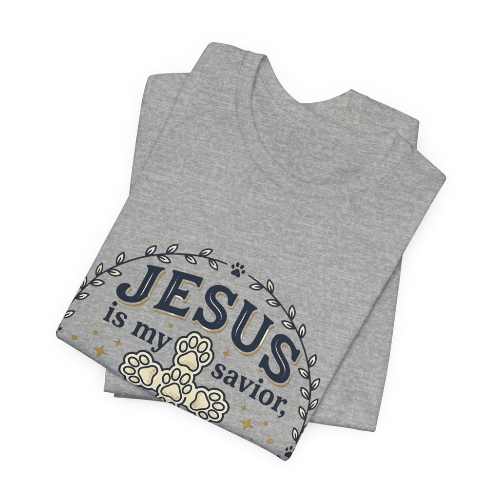 Jesus is my Savior Cats are my Therapy T-Shirt | Faith Cat Tee