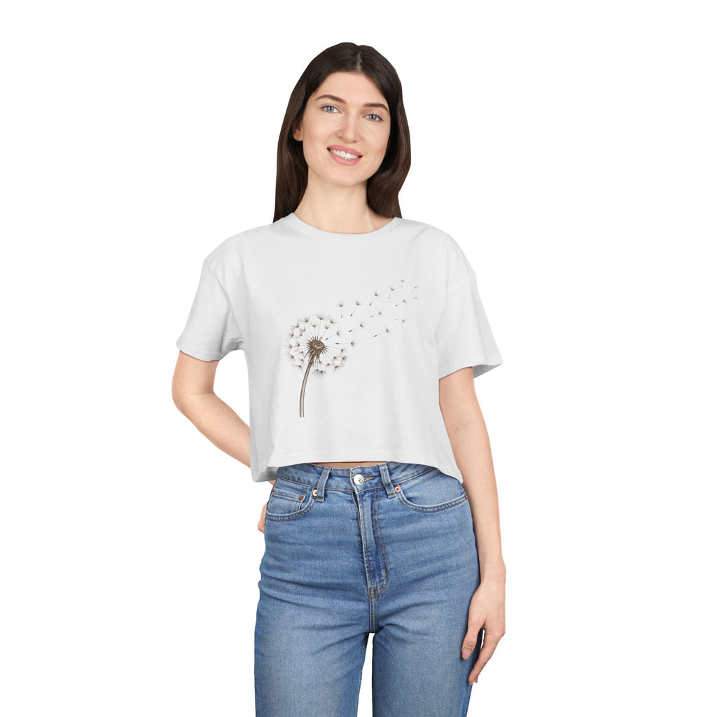 Dandelion Puff Crop Tee | Simple Botanical Illustration