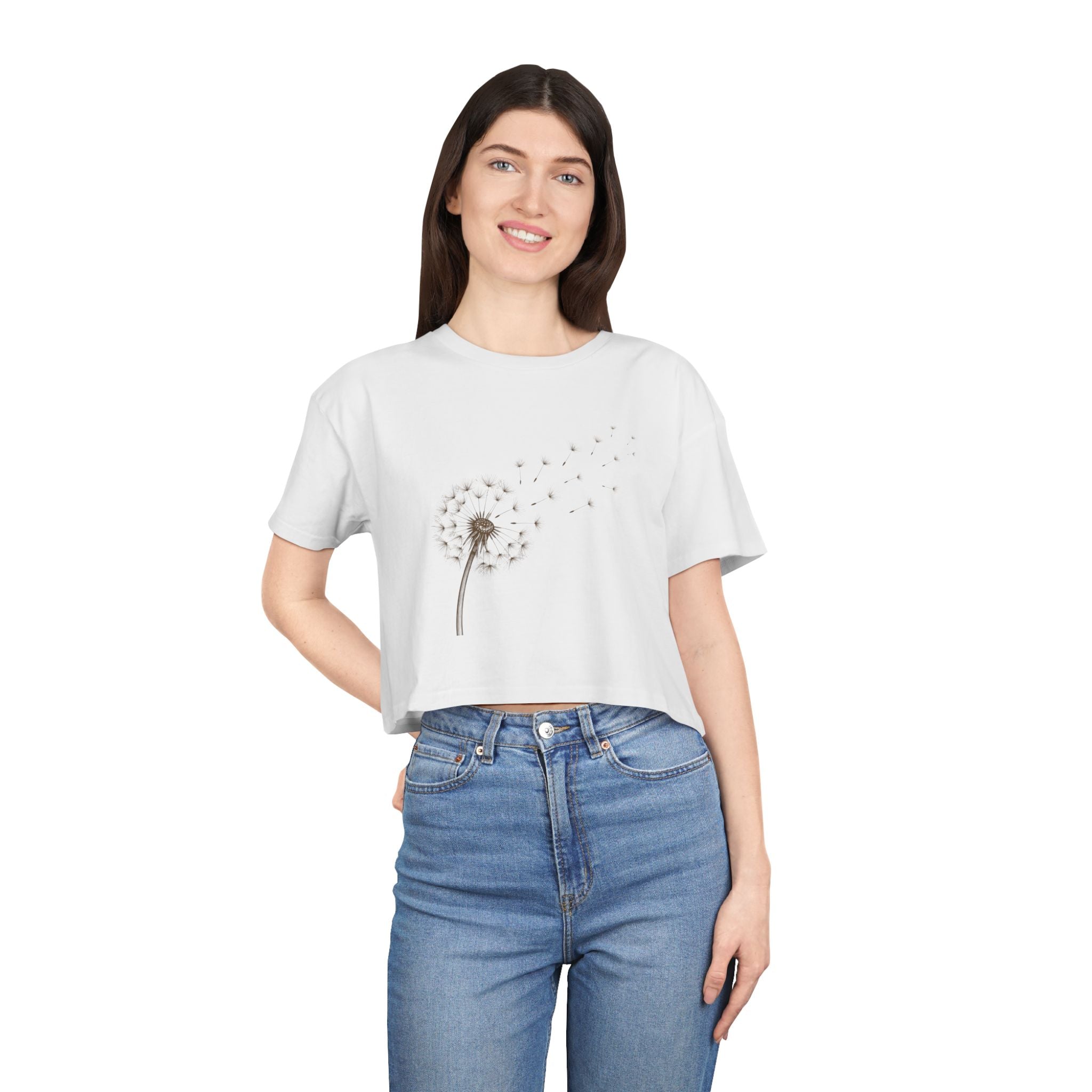 Dandelion Puff Crop Tee | Simple Botanical Illustration