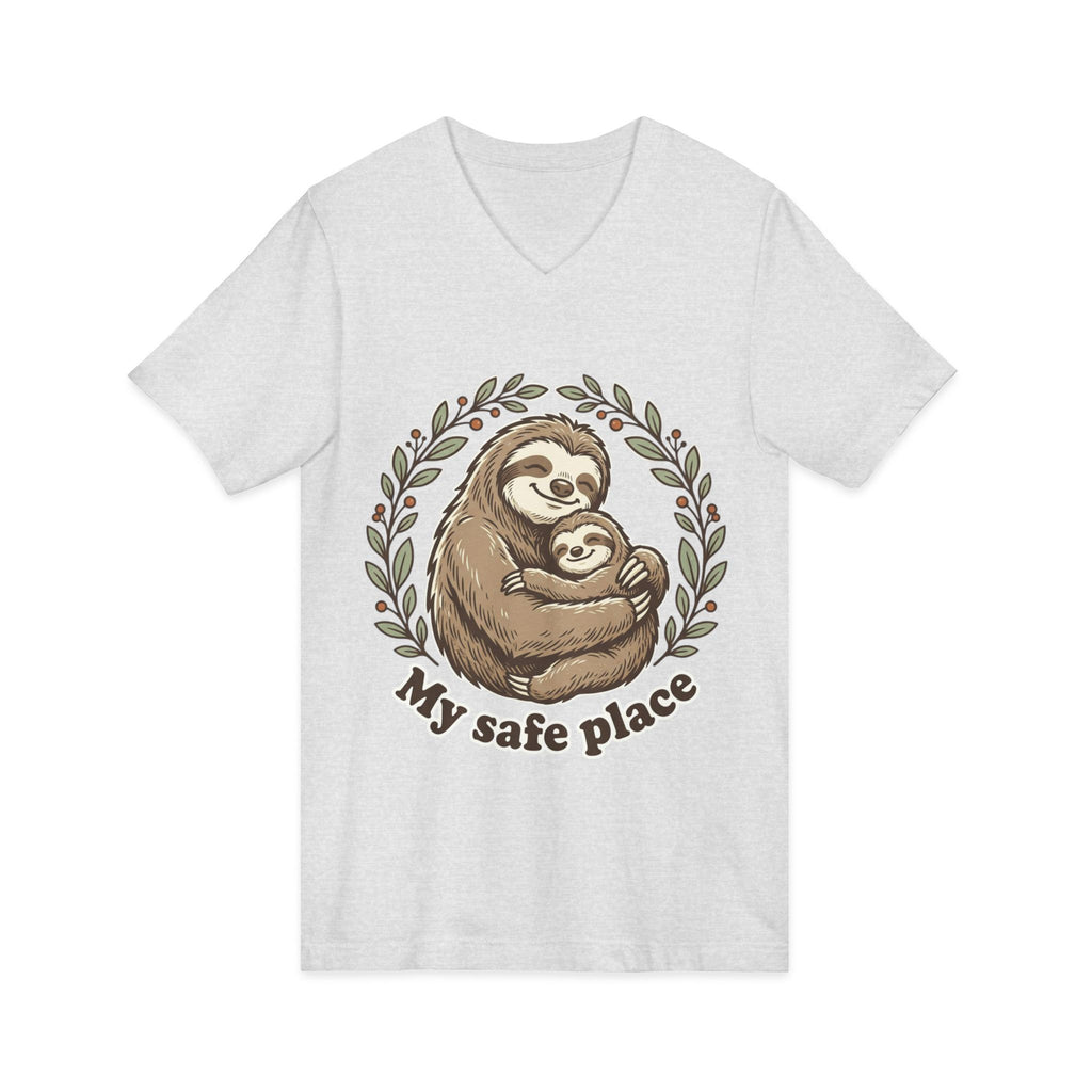 Mama Sloth Hugging Baby My Safe Place Tee | Sloth Family Animal Illustration