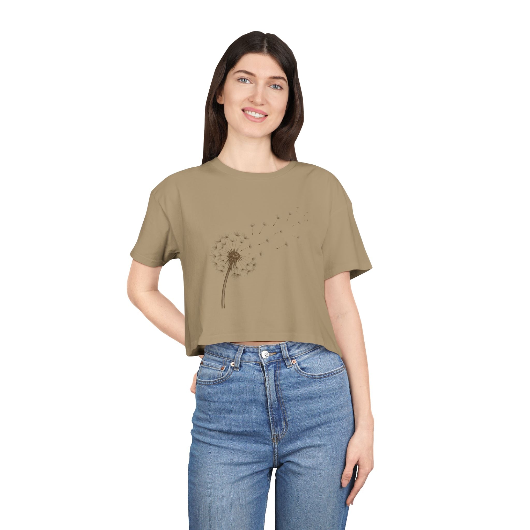 Dandelion Puff Crop Tee | Simple Botanical Illustration