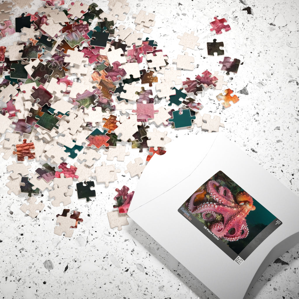 Pink Octopus Puzzle,  252-1014 Piece, Ocean Sea Life Jigsaw, Sea Life Puzzle, Octopus Lovers Gift