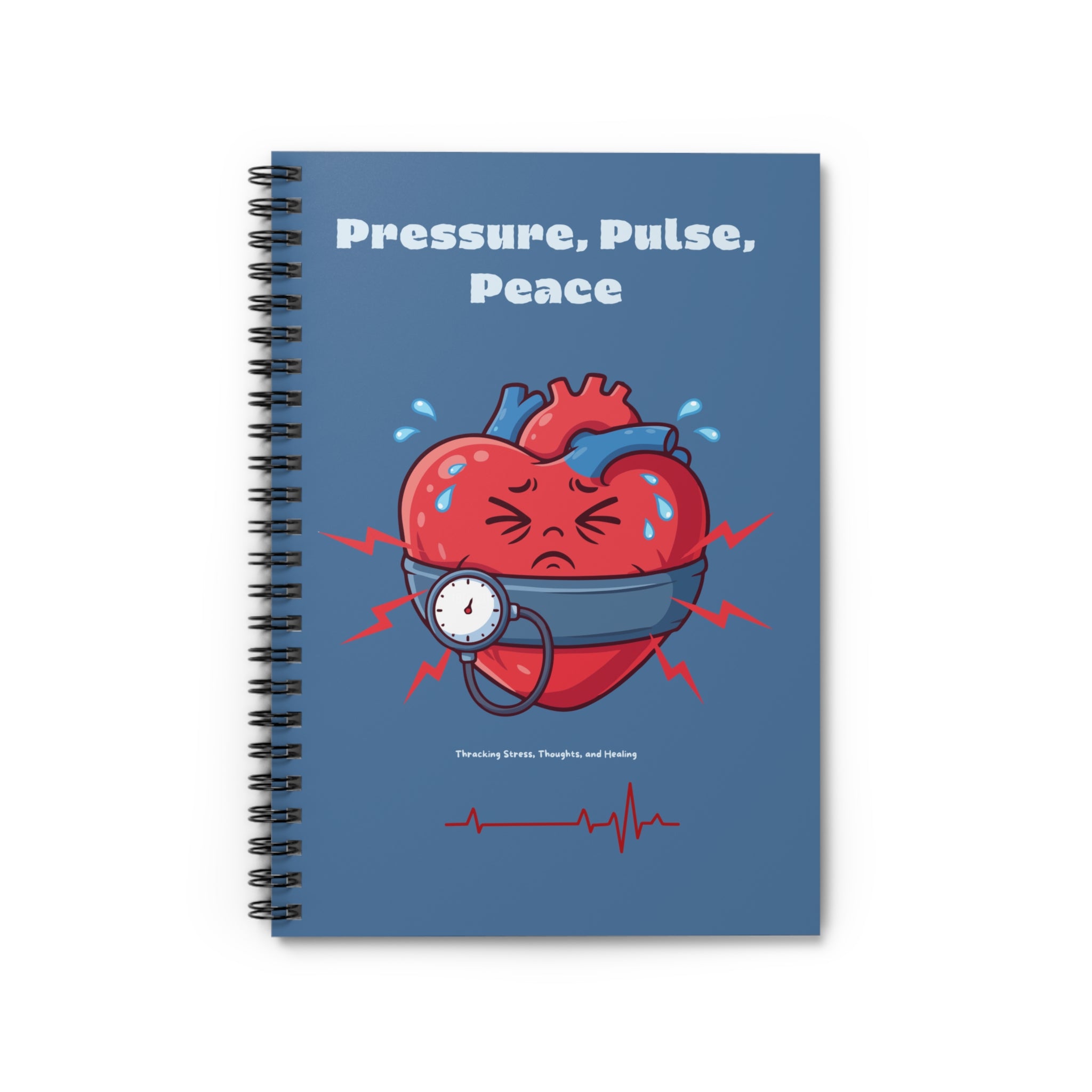 Pressure Pulse Peace Notebook | Spiral Ruled Journal, Heart Illustration