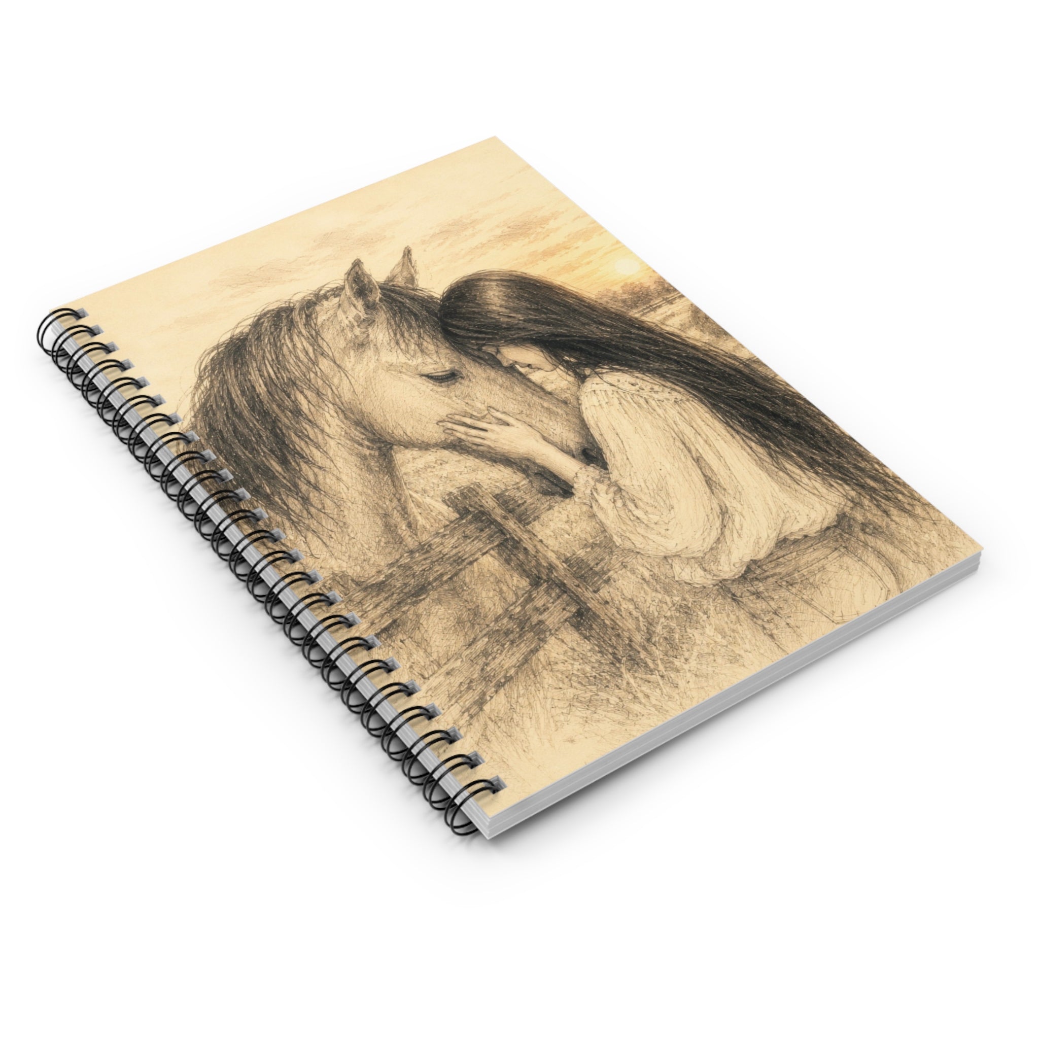 Horse & Girl Sketch Spiral Notebook,  Ruled Journal for Equestrian Lovers, Horse Lovers, Cowgirl Journal