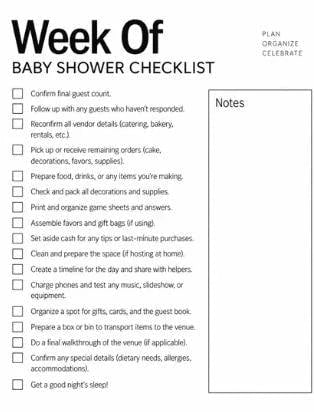 Baby Shower Planner Printable | 54 Page Baby Shower Games & Planning Checklist | Party Organizer, Guest List, Food, Decor and Registry