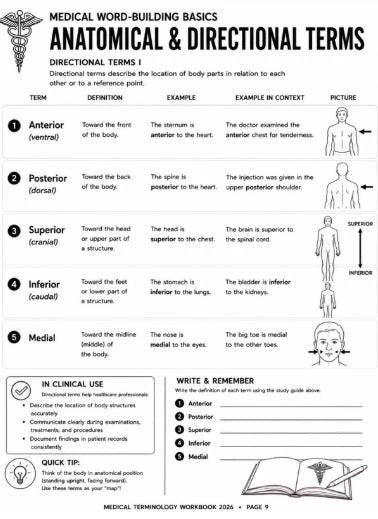 Medical Terminology Workbook, 100-Page Anatomy Study Guide (Digital Download)