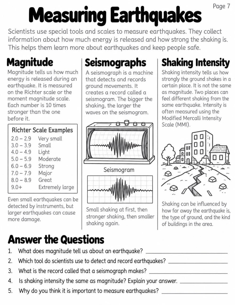 Earth Science Workbook Grades 3-5, Weather & Natural Disasters Activities, 50 Page Printable Science Worksheets, Homeschool