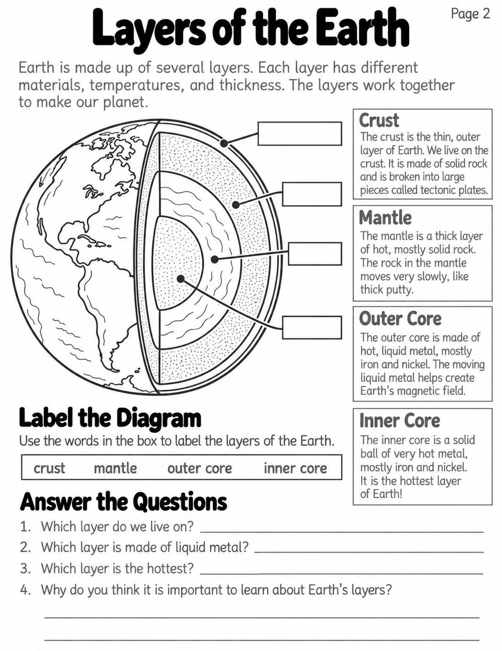 Earth Science Workbook Grades 3-5, Weather & Natural Disasters Activities, 50 Page Printable Science Worksheets, Homeschool