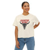 Country Mama Longhorn Skull Crop Tee | Western Cowgirl Shirt | Farm Life Country Graphic Top