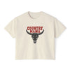 Country Mama Longhorn Skull Crop Tee | Western Cowgirl Shirt | Farm Life Country Graphic Top