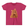 Ginger Cat Making Heart Paws Tee | Youth T-Shirt, Cute Cat Illustration, Girl's Gift