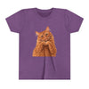 Ginger Cat Making Heart Paws Tee | Youth T-Shirt, Cute Cat Illustration, Girl's Gift