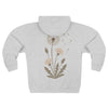 Women's Dandelion Zip Up Hoodie, Soft Cotton Floral Sweatshirt